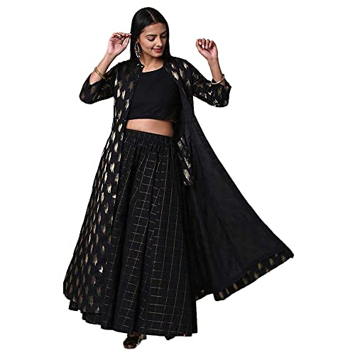 Image of BIBA Women Cotton Three Piece Fusion Wear Set