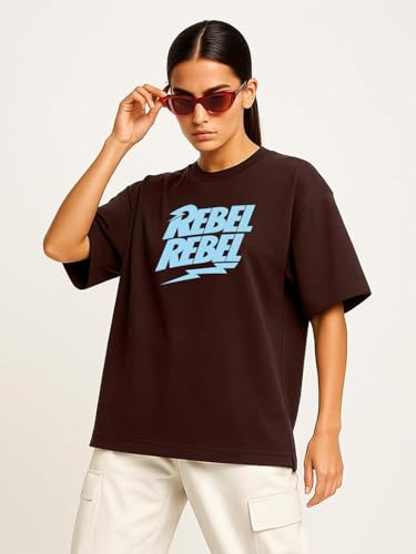 Image of Women's Printed Oversized T-Shirt with Half Sleeves and Round Neck, Soft Spun Fabric for Casual Wear (Size - S-2XL)