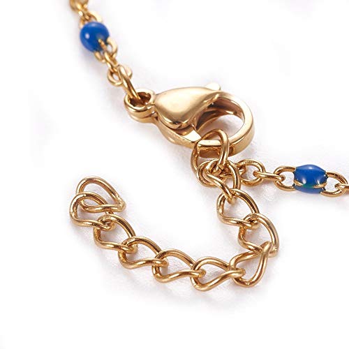 Image of LZD Stainless Steel Enamel Chain Bracelet Lobster Evil Eye Gold Adjustable 2mm A110