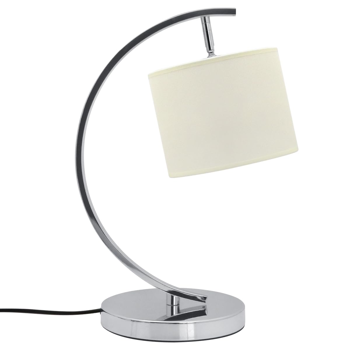 Long Life Lamp Company Chrome Modern Arched Table Lamp Fabric Lamp Shade Cream Drum Light Shade T504