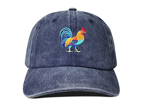 Hepandy Gorras de béisbol bordadas Gallo, Azul marino, Talla única