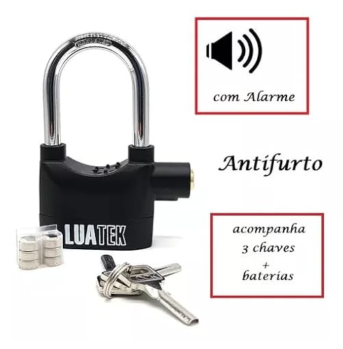 Cadeado com Alarme Sirene Grande Anti furto 110db Som Alto Segurança