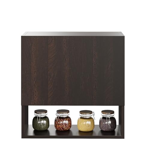 Image of FURNEASER Brian Kitchen Rack Shelf Multipurpose Wooden Wall Mounted Spice Jar Rack Shelves for Kitchen Storage Kitchen Shelf Organizer Kitchen item Containers Hanging Shelves (NRD-W)