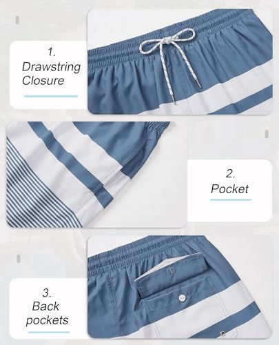 Image of Gleeease 5inch Mens Swim Trunks with Compression Liner Bathing Suit 2 in 1 Stretch Quick Dry Lined Funny Pockets Drawstring