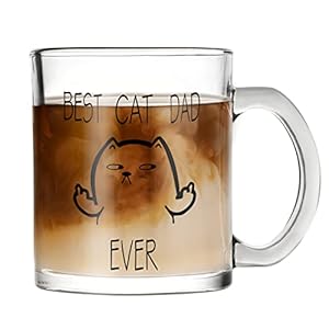 Waipfaru Cat Dad Gifts – Best Cat Dad Ever Glass Coffee Mug – Gifts for Dad, Cat Lover – Father’s Day Gifts for Dad…