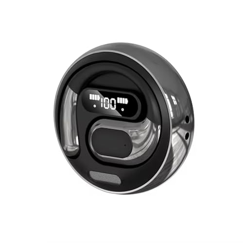 Image of Nyxo K03 Open Ear Wireless Earbuds with LED Display, Bluetooth 5.3 Clip-On Earphones, Pain-Free Design, HiFi Sound, Lightweight Sports Headphones with Charging Case for Calls, Music & Workout (Black)