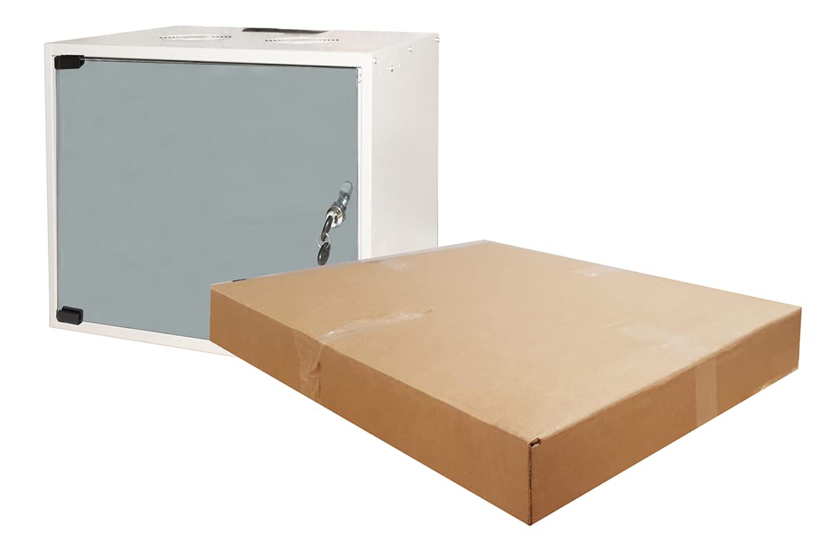LINK armadio rack LK1909U40E disassemblato 19 pollici per reti con porta in vetro temperato e montaggio a muro dimensioni 54x40x46 cm colore grigio capacità 9 unità un pezzo
