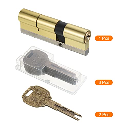PATIKIL 32.5/57.5 (90mm Overall) European Double Lock Cylinder, Door Cylinder Lock with 2 Renovation Keys / 6 Owner Keys - Image 3