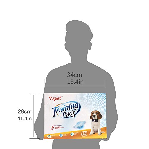 Thxpet Puppy Training Dog Pee Potty Pet Piddle Pads Super Absorbent Leak-Proof (17.5" 23.5"-120 Count)