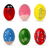 Juego de 6 huevos de Pascua, de madera para canastas de Pascua, huevos musicales de percusión para niños pequeños, bebés, niños y niñas, regalos del día de San Valentín