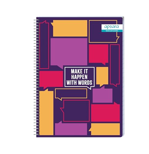 Image of Apsara 5 Subject Spiral Notebook, 506 Pages, Pack of 1, Single Line, 60 GSM - 29.7 cm x 21 cm, Soft Cover Notebook for School, College Students, Exam Preparation & Professionals, Design May Vary