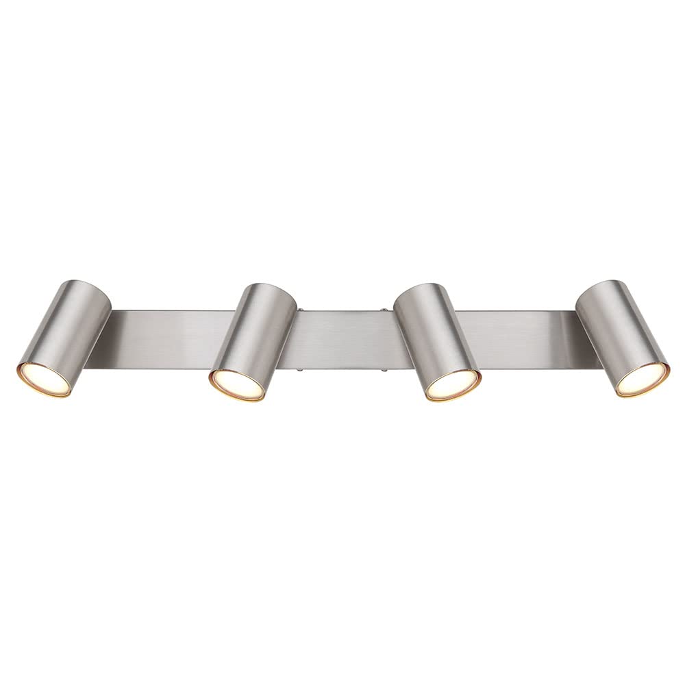 Deckenstrahler 4 Flammig silber Deckenleuchte 4 Flammig GU10 Deckenlampe Wohnzimmer Modern, schwenkbar, Metall, 4x GU10, LxBxH 56x6x12 cm