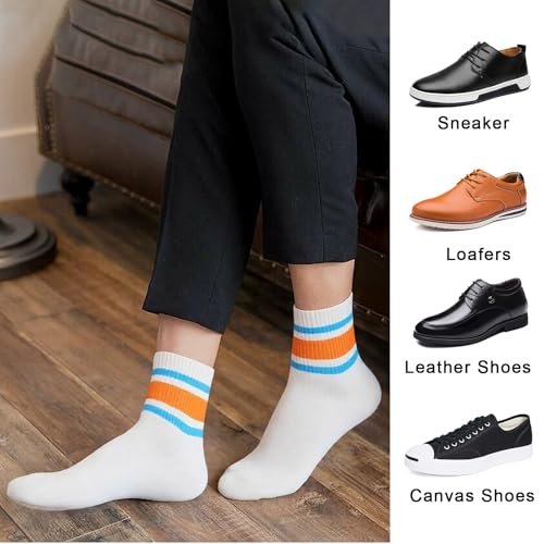 Mid Calf Ankle Socks for Men Women Striped Athletic Style Soft Breathable Socks for Sports Running Available in 2 3 Pairs4