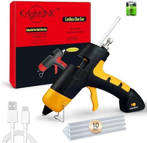 Cordless hot glue gun Kit with 10 Glue Sticks, High Temp for Scho...
