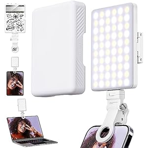Syntech Selfie Light, 60 LED High Power Rechargeable Clip Light with Soft Diffuser, CRI 95+, Adjusted 3 Light Modes for Phone, iPhone, iPad, Laptop, Video Light for Makeup, TikTok, Live Stream, Vlog
