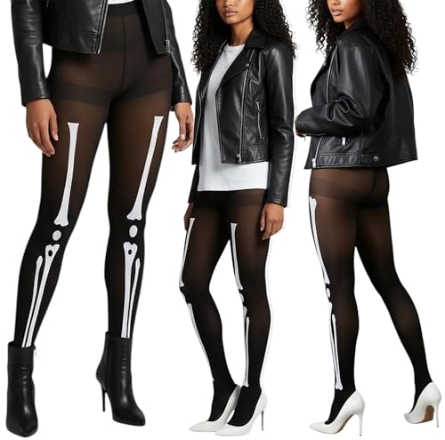 Image of ToBeInStyle Women's Scary Skeleton Leg Bones Halloween Hosiery Tights & Thigh High Stockings