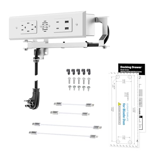 Docking Drawer in-Drawer Outlet Kit with Blade Duo (4) 30W USB-C (2) USB-A & (2) AC Ports White