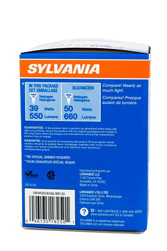 Sylvania 16156 6-Pack Capsylite Long Neck Halogen Bulb Dimmable / Par30 Reflector Wide Flood Light (50W Replacement) / Medium Base E26 / 39 W / 2850K – Warm White #TOP1