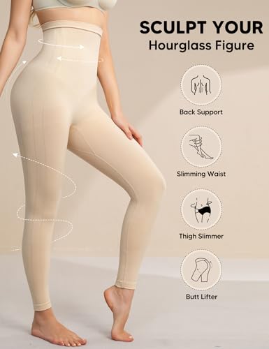 Image of Shapewear Leggings for Women Tummy Control High Waisted Capri Body Shaper Butt Lift Thigh Slimmer