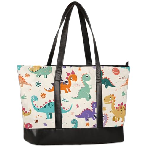 Canvas Laptop Tote Bag for Women Cherry Blossom Pink Blue 15.6 Inch Large Capacity Computer Bag