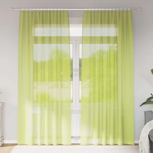 Tonture Cortinas de gasa con bolsillos para barra, 2 unidades, color verde manzana, 140 x 225 cm, 100 % poliéster, transparentes, opacas, protección solar, privacidad, decoración de ventanas para