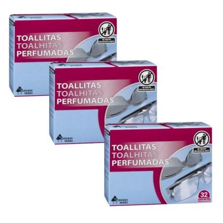 Toallitas Limpiagafas B Verde Monodosis Perfumadas | Pack 3 x