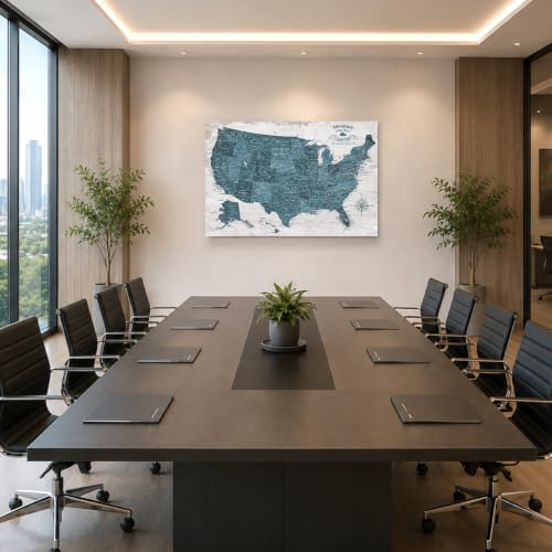 Image of IPIC Vintage Teal USA Maps for Wall, Map of the United States, 42x28 in