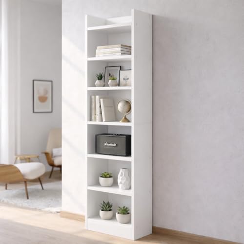 Image of ECOLINE 7 Tier Engineered Wood Book Shelf for Home Library | White | Multipurpose engineered wood bookcase. Ideal as a storage rack and display shelf for living room, bedroom, office & kitchen.