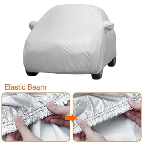 Image of Car Body Cover Compatible with Maruti Suzuki 800 |Model 2000|Water Resistant |Without Mirror Pocket|Triple Stitched Fully Elastic,All-Weather Protection Silver