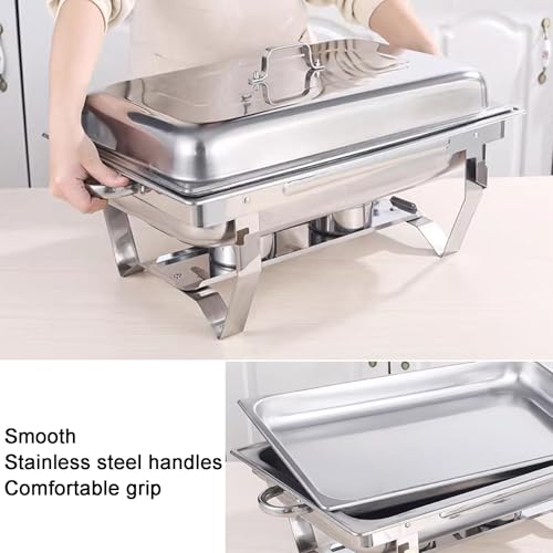 Juego de platos para bufé, calentador de alimentos rectangular de acero inoxidable y bandeja para servir, duradero y elegante, ideal para catering y eventos, 6,5 cm de profundidad, recipiente para