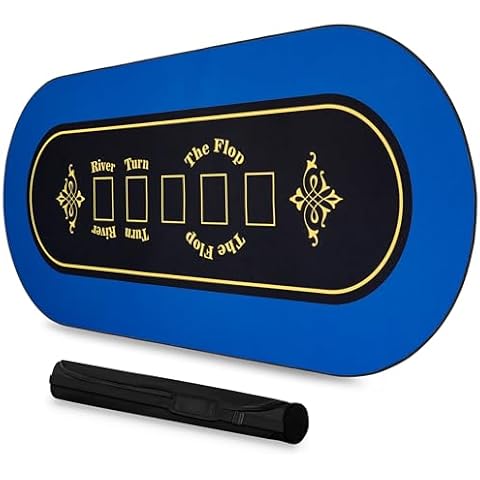 Feltectors Texas Holdem Poker Table Top Mat 73 x 31.5 Inches with Carrying Bag Non-Slip exas Hold'em Poker Mat for Home Game Nights Up to 10 Players, Blackjack, Casino Poker Topper for Tables Cover