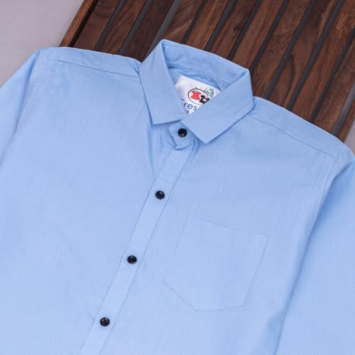 Image of Vikita Enterprise Kid Boy's Cotton Solid Shirt with Spread Collar Neck Full Sleeves Button Closure Curved Length and One Pocket | Shirt For Kids Boys