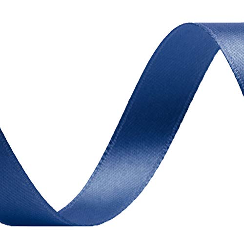 Image of Solid Color Double Faced Navy Blue Satin Ribbon 5 /8 inch X 25 Yards, Ribbons Perfect for Crafts, Wedding Decor, Bow Making, Sewing, Gift Package Wrapping and More