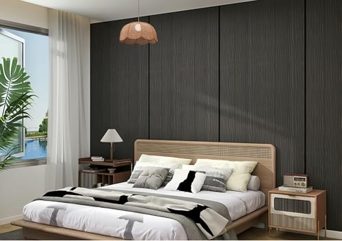 Papier peint autocollant bois gris foncé pour rénover les murs de salle de bain