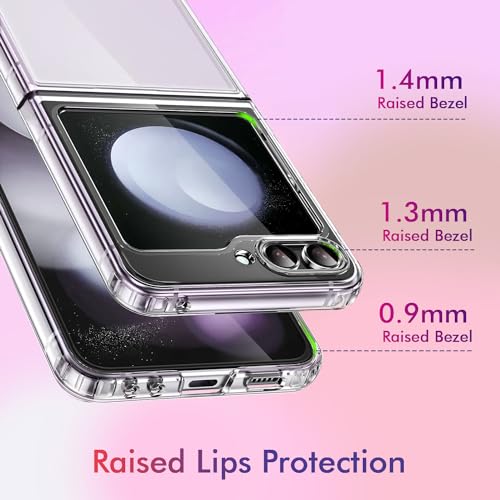 Image of SQUIF Case for Samsung Galaxy Z Flip 5 (2023), Transparent Back Cover with Drop & Camera Protection (Clear)