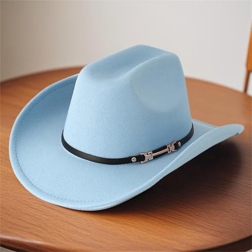Sombrero vaquero mujer con remaches y ala ancha azul miniatura 5