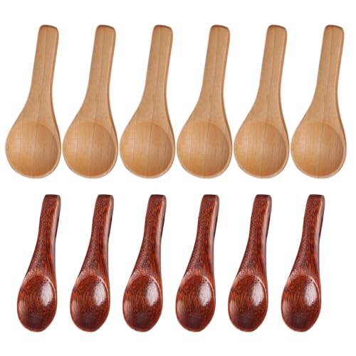 Confezione Da 12 Cucchiai Di Legno, Mini Cucchiai, Cucchiai Di Legno Creativi Con Manico Corto, Cucchiaino, Cucchiaio Per Spezie, Cucchiaio Per Latte In Polvere, Utensili Da Cucina
