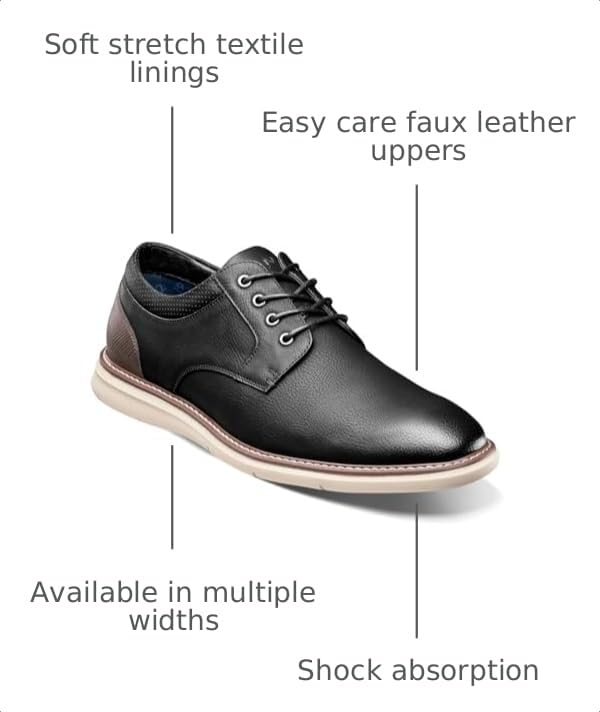 Image of Nunn Bush Chase 2.0 Casual Plain Toe Oxford Contemporary Lace-Up