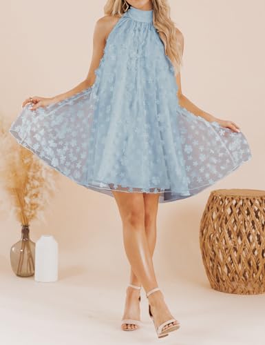 Image of VIMPUNEC Womens Summer Halter Mini A Line Swing Dresses Wedding Guest Formal Cocktail Homecoming Dress