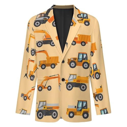 Cartoon Excavator Truck Pattern Men's Suits Dress Business Formal Suit Print Jackets Coat For Wedding Party4