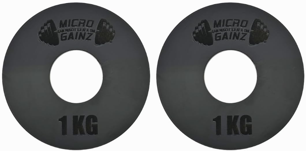Micro Gainz Kilogram Fractional Weight Plate Set of 2 Plates, .25KG, .50KG or 1KG, Plate Set Designed for Olympic Barbells & Strength Training, Made in USA