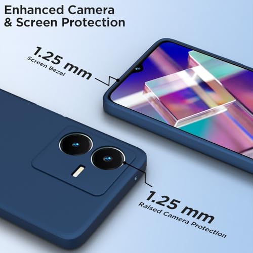 Image of Outlouders Back Cover for Vivo Y22 | Camera Protection | Durable Soft Matte Silicone Bumper Case (Blue)