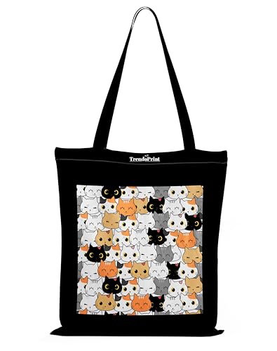 Image of TrendoPrint Canvas Tote Bags for Women with Zip, College Bag for Girls, 100% Organic Cotton Tote Bag for Shopping, Travel & Beach