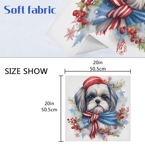 Servilletas de Tela Christmas Watercolor Perro x6 miniatura 6