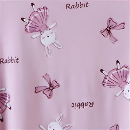 Girls Ice Silk 𝐏ajamas Set Cute Rabbit Long Sleeve Lightweight Shirts Elastic Waist Pants Set Soft 𝗦leepwear3