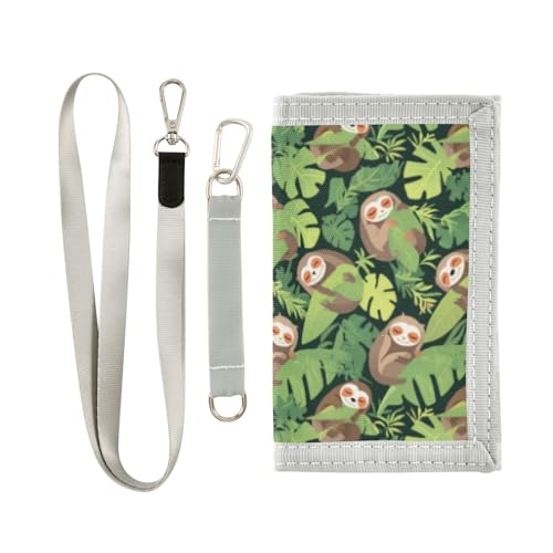 Wusikd Sloths Sleeping Kids Wallet for Boys Girls Leaves Toddler Trifold Wallet Novelty Wallet for Teens Women Men