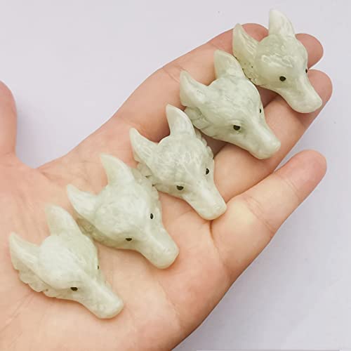 Manekieko Natural New Jade 40mm Wolf Head Pocket Crystals and Healing Stone Figurine,Haped DIY-Jewelry Pendant - Image 3
