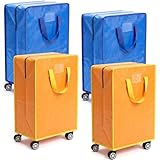 Oversized Wheeled Moving Bags, Heavy-Duty Zippered Tote with Handles, Waterproof & Durable Storage Bags with Removable Wheels for Moving, Closet Organization and Storage（24Gal-ORANGE&BLUE）