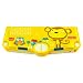 Lemon Ribbon Multifunction Pencil Box Set with Plastic Holder Flat Magnetic Lid Hardtop Waterproof Outside Cute Pop Out School Individual Pen Storage Case for 90s Girl School Kids Gift
