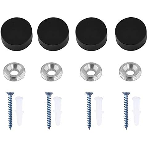 TOPNIKE Mirror Screws, Aluminum Cap Decorative Mirror Nails, Sign Advertising Hardware, Construction with Decorative Cap Cover Nails, Φ0.6, Black, 4 Pack Cover